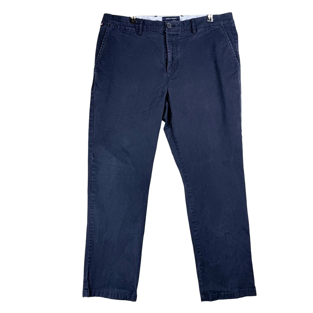 Tommy‎ Hilfiger Chino Pants 34x30 Navy Blue Regular Fit Stretch Preppy Classic